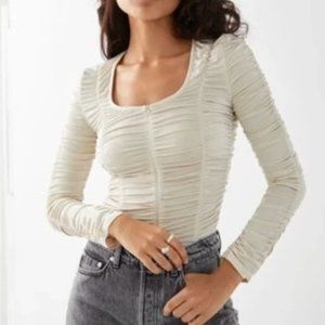 & Other Stories Ruched Top in Cream